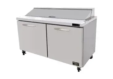 Kool-It - Signature Kool-It Signature Sandwich/Salad Prep Unit, two-section, 16.7 cu. ft. capacity, 60-2/5"W x 30"D x 42-3/5"H, 33-40°F temperature range, insulated lid opening for (16) 1/6 pans (4" deep pans included, can accommodate 6" deep pans), removable cutting board, (2) solid hinged doors, (2) adjustable shelves, stainless steel interior & exterior, (4) 4" swivel casters (2 braked), rear mounted self-contained refrigeration, R290 refrigerant, 1/4 HP, 115v/60/1-ph, 4.7 amps, cord, NEMA5-15P, cETLus, ETL-Sanitation