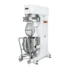 Doyon Planetary Mixer, floor model, 100 quart capacity, (20) speeds, (99) minutes mixing timer, (7) programmable speed & time settings, independent #12 attachment hub, emergency stop, electric bowl lifting, includes: stainless steel bowl, dough hook, whip, flat beater & safety bowl guard, cast iron frame with enamel coated steel finish, (4) stationary casters, 4HP, cETLus, ETL-Sanitation