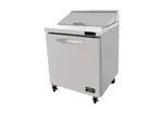 Kool-It - Signature Kool-It Signature Sandwich/Salad Prep Unit, one-section, 7 cu. ft. capacity, 27-1/2"W x 30"D x 42-3/5"H, 33-40°F temperature range, insulated lid opening for (6) 1/6 & (2) 1/9 size pans (4" deep pans included, can accommodate 6" deep pans), removable cutting board, (1) solid hinged door, (1) adjustable shelf, stainless steel interior & exterior, (4) 4" swivel casters (2 braked), rear mounted self-contained refrigeration, R290 refrigerant, 1/4 HP, 115v/60/1-ph, 4.0 amps, cord, NEMA5-15P, cETLus, ETL-Sanitation
