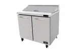 Kool-It - Signature Kool-It Signature Sandwich/Salad Prep Unit, two-section, 9.5 cu. ft. capacity, 36-2/5"W x 30"D x 42-3/5"H, 33-40°F temperature range, insulated lid opening for (10) 1/6 pans (4" deep pans included, can accommodate 6" deep pans), removable cutting board, (2) solid hinged doors, (2) adjustable shelves, stainless steel interior & exterior, (4) 4" swivel casters (2 braked), rear mounted self-contained refrigeration, R290 refrigerant, 1/4 HP, 115v/60/1-ph, 4.1 amps, cord, NEMA5-15P, cETLus, ETL-Sanitation