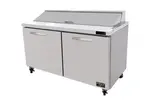 Kool-It - Signature Kool-It Signature Sandwich/Salad Prep Unit, two-section, 16.7 cu. ft. capacity, 60-2/5"W x 30"D x 42-3/5"H, 33-40°F temperature range, insulated lid opening for (16) 1/6 pans (4" deep pans included, can accommodate 6" deep pans), removable cutting board, (2) solid hinged doors, (2) adjustable shelves, stainless steel interior & exterior, (4) 4" swivel casters (2 braked), rear mounted self-contained refrigeration, R290 refrigerant, 1/4 HP, 115v/60/1-ph, 4.7 amps, cord, NEMA5-15P, cETLus, ETL-Sanitation