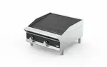 Vollrath Medium-Duty Charbroiler, gas, countertop, 48"W x 29-1/4"D x 15-1/4"H, radiant or lava rock setup (lava kit sold separately), manual metal control knobs, (4) burners placed every 6", reversible grill plates, 3"H backsplash & tapered side splashes, includes (2) drip trays, stainless construction, adjustable flame setting, 4" legs, 160,000 BTU, cETLus, ETLsanitation (ships natural gas includes LP conversion kit) (Refer to vollrathfoodservice.com for full warranty policy)