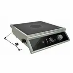 Vollrath Induction Range, countertop, single hob, 16-1/2"W x 19-3/8"D x 5-3/16"H, glass top, 14" maximum pan bottom dia., power level control, 80°-450°F temperature range, timer with audible alarm, knob control, touch screen control panel, (4) customizable programs, pan detection, power monitoring, internal cooling system, stainless steel case, non-slip feet, includes: temperature control probe, 3800 watts, 208-240v/50/60/1-ph, 15.8 amps, cord with NEMA 6-20P, 2-year warranty, cULus, UL EPH Classified, FCC (Refer to vollrathfoodservice.com for full warranty policy)